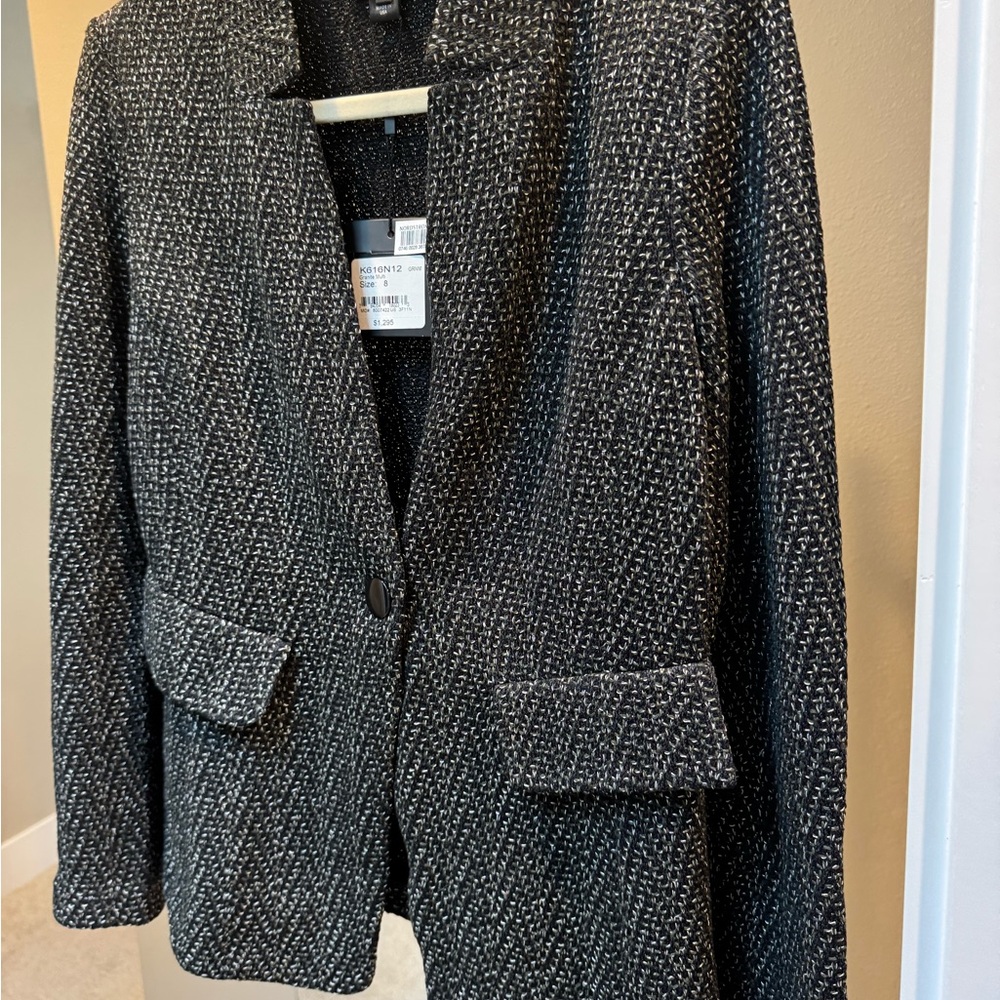 St. John Black and White Textured Blazer - Picture 4 of 8